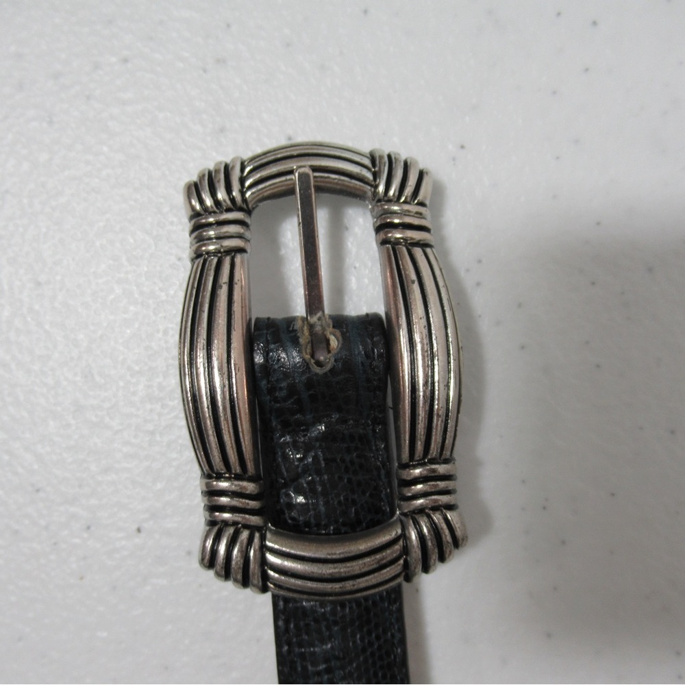 Vintage Brighton 1995 Blue Croc Embossed Leather Belt Size Medium - Picture 5 of 15